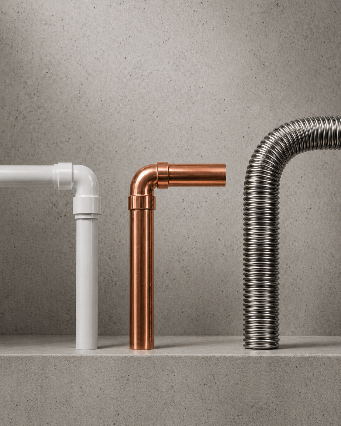 Comparison of plastic and copper pipe with elbow joints versus Ridgeline corrugated stainless steel that bends without fittings